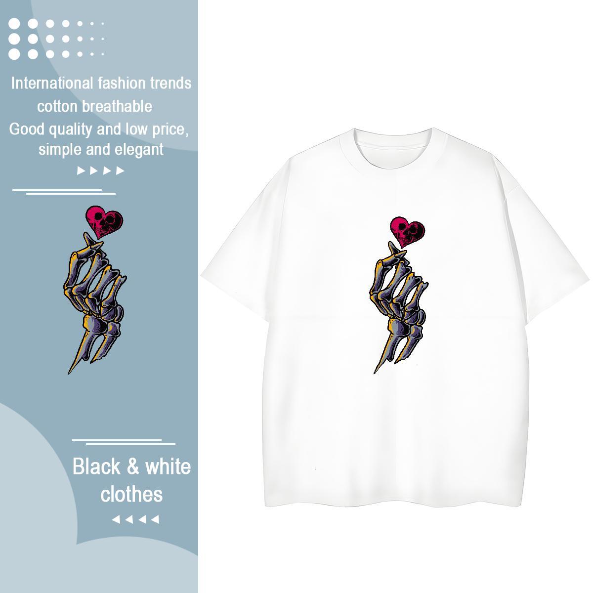 Brand T shirt 230g Pure Cotton Breathable Crew Neck Summer Casual skull Women Tshirts Nice Oversized L-4XL Tops