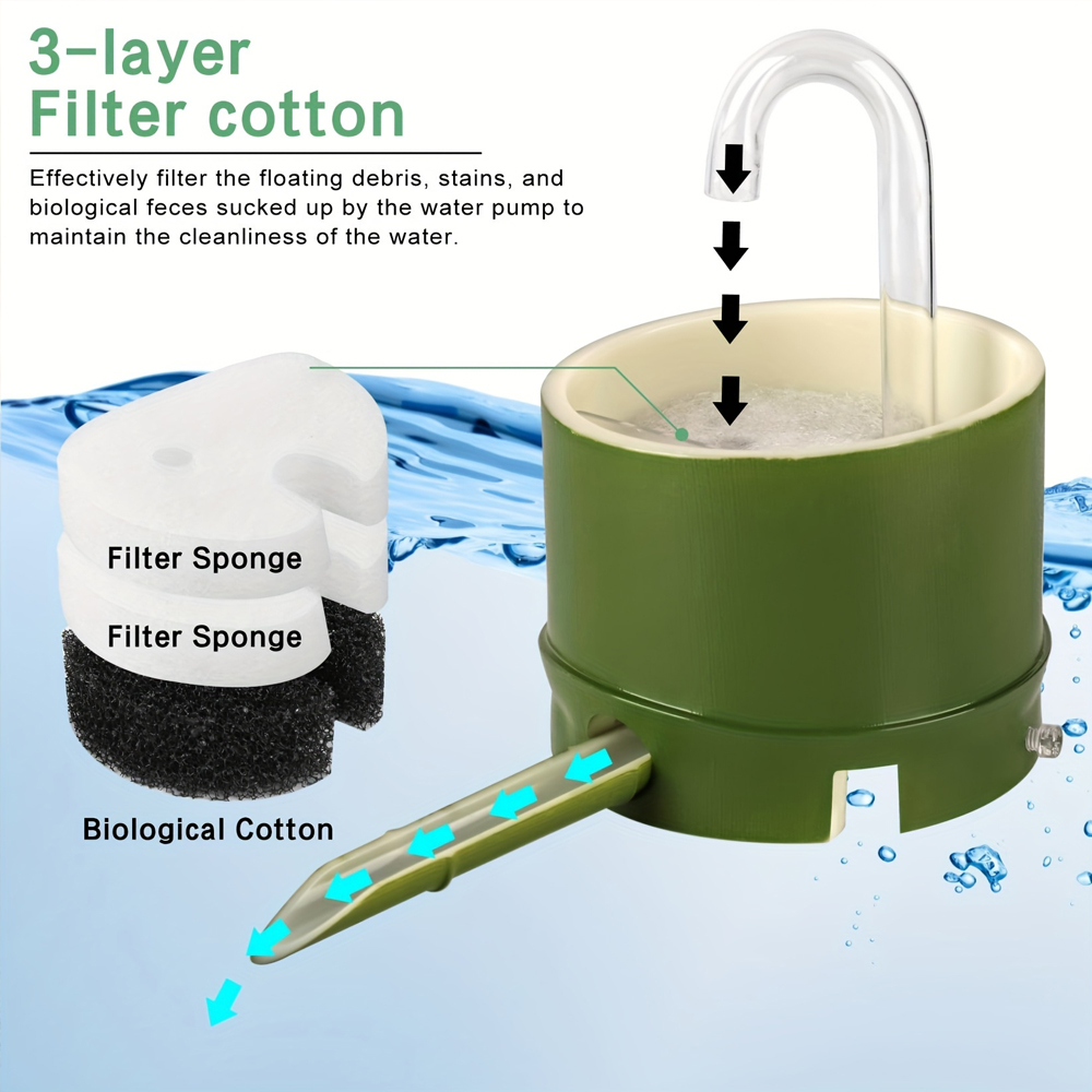 3 In 1 Aquarium Filter Box Bamboo Tube Type Filter Impurities External Round Fish Tank Filter Drip Box Aquarium Supply Ornaments