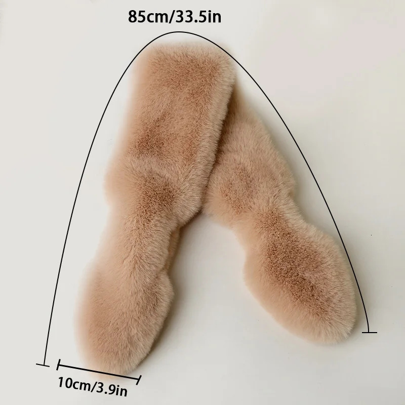 Women Winter Warm Thicken Collar Scarf Solid Color Faux Rabbit Fur Plush Shawl Scarfs Elegant Neckerchief Wrap Neck Warmer 241009