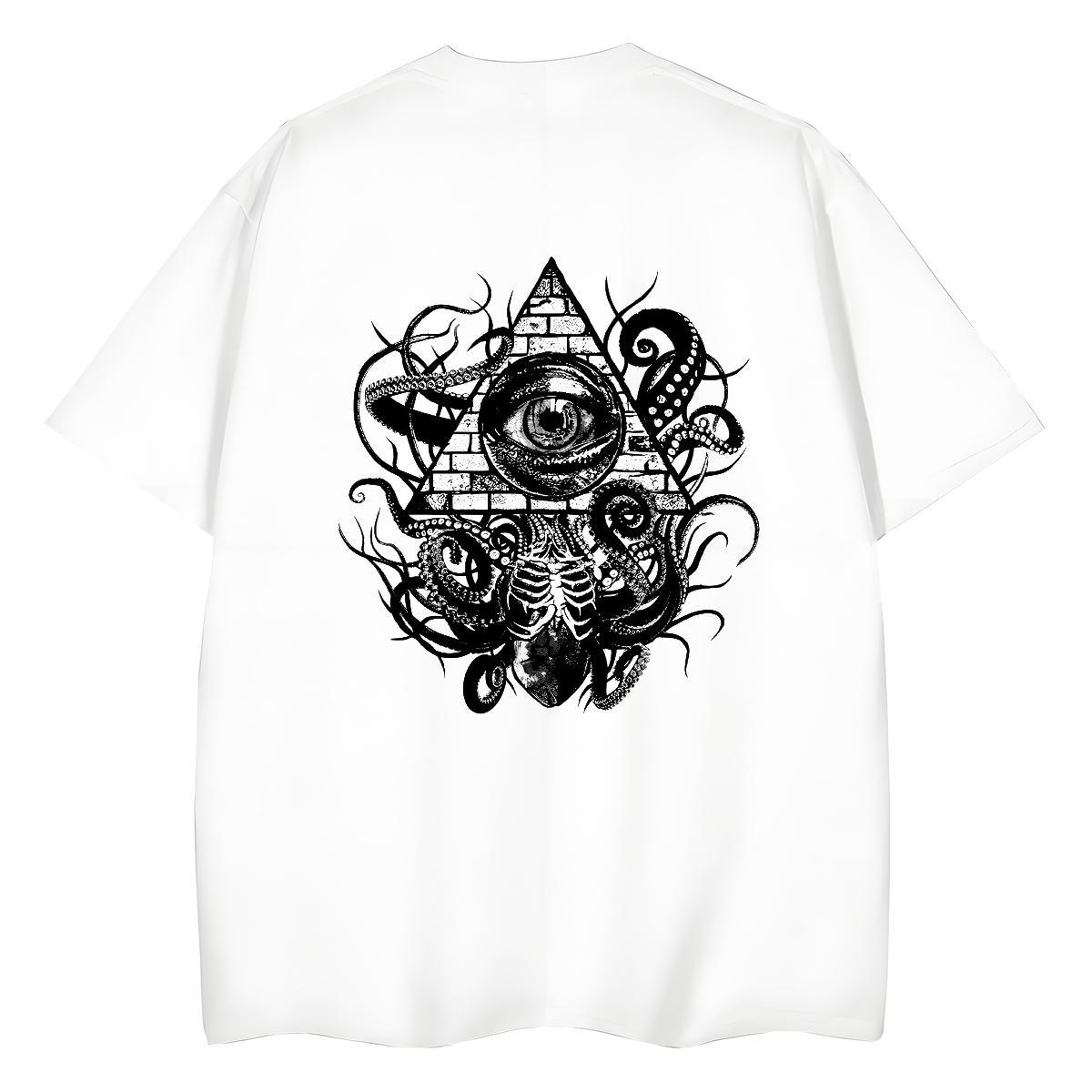 Brand T-Shirts for Women 230g Cotton O Neck Short Sleeves High Street Hip Hop eye of the devil Women Tees Unisex Customized Print Tees Shirts