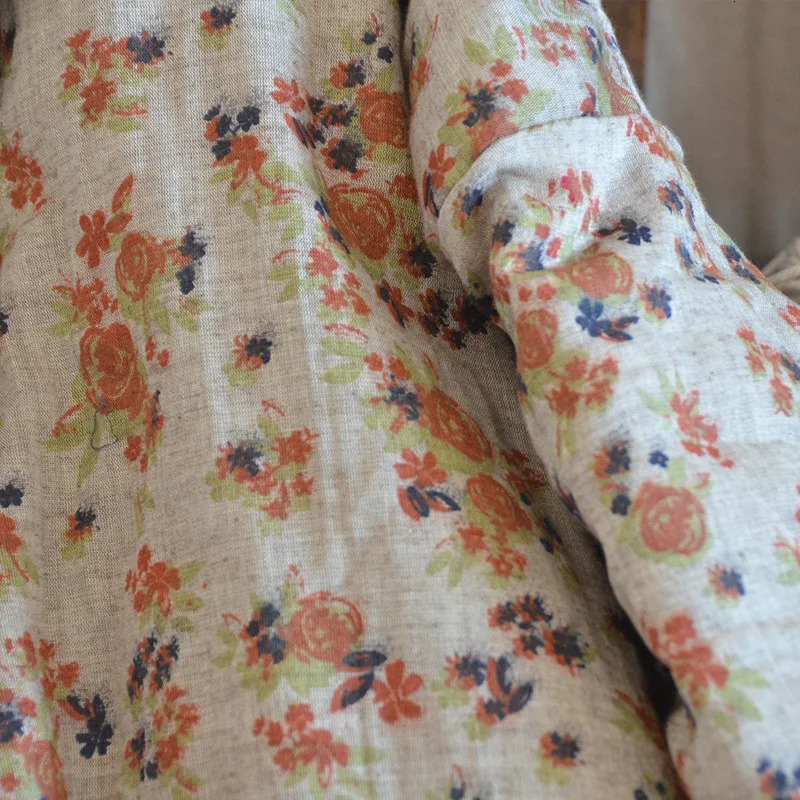 Johnture Womens Autumn Pullover Parkas Warm Coat O-neck Long Sleeve Retro Printed Flower Autumn Clothing Womens Parkas 241007