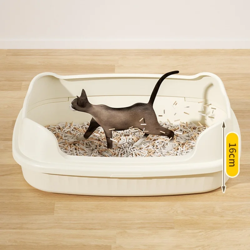 Extra-large Semi-enclosed Litter Box Spatter-proof Cat Toilet Large Kitten Cleaning Supplies Large Cat Poop Bowl Pet Supplies