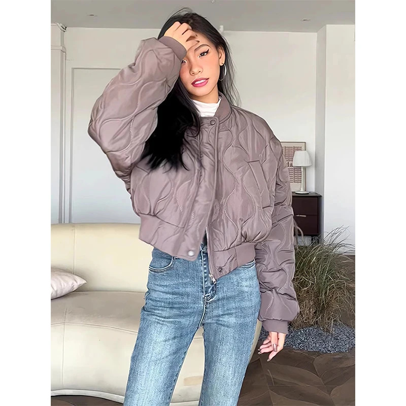 Short Parka Streetwear Solid Cropped Down Coats Korean Fashion Puffer Jacket Winter Casual Zipper Cotton Padded Outwears 240930