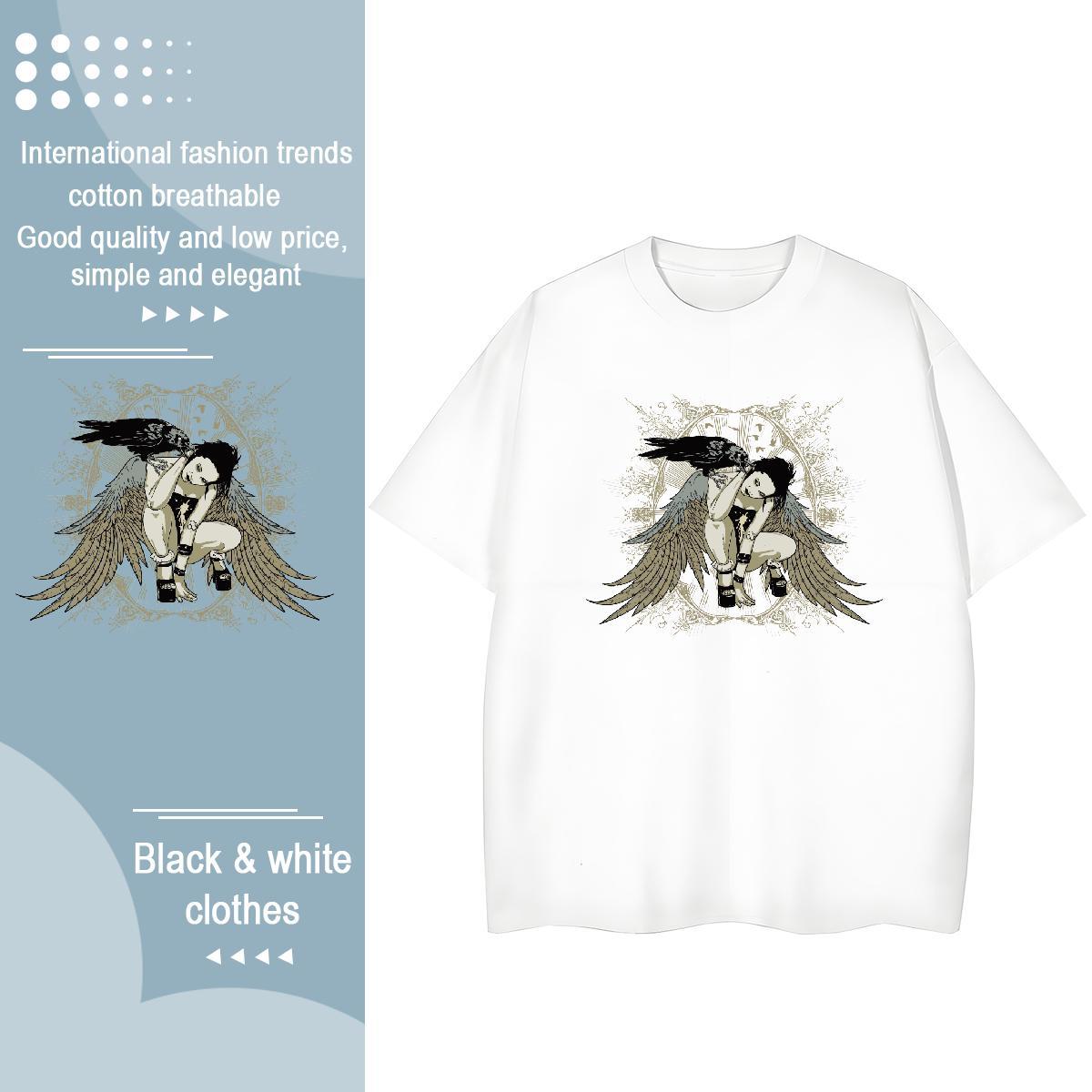 DIY T Shirt For Woman 100% Cotton 230g Round Neck Short Sleeve Casual angel Unisex Tshirts Brand DIY Anime Clothes Shirt