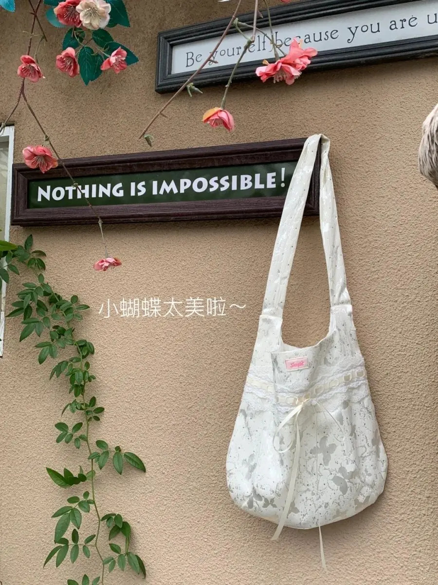 Miyagawa Spring/Summer Canvas Bag Summer Korean Handbag Fashion Lace Shoulder Bag Womens Handbag 241008