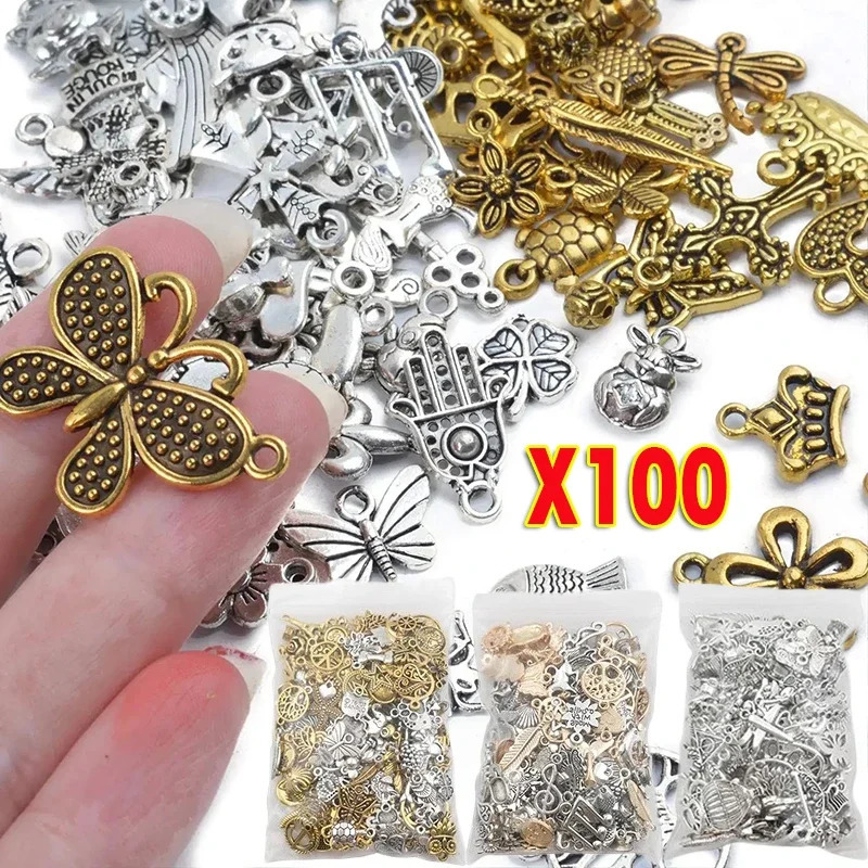 100pcs Tibetan Silver Mixed Pendant Animals Charms Beads for Jewelry Making Bracelet Earrings Necklace DIY Craft Art y241010