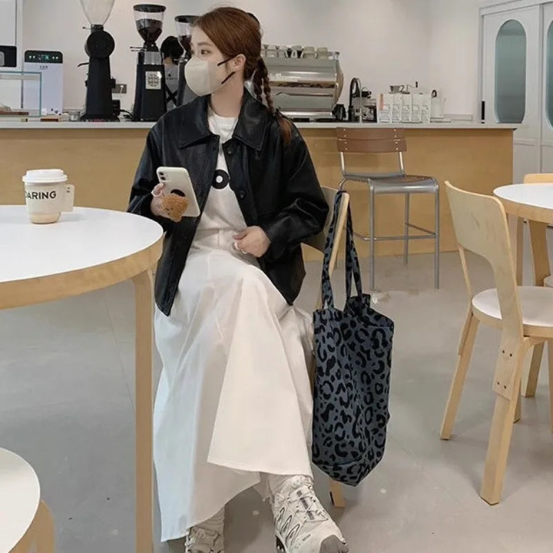 Ono Leopard Print Alphabet Shoulder Portable Canvas Bag Large Capacity Bucket Bag Womens Travel 241008