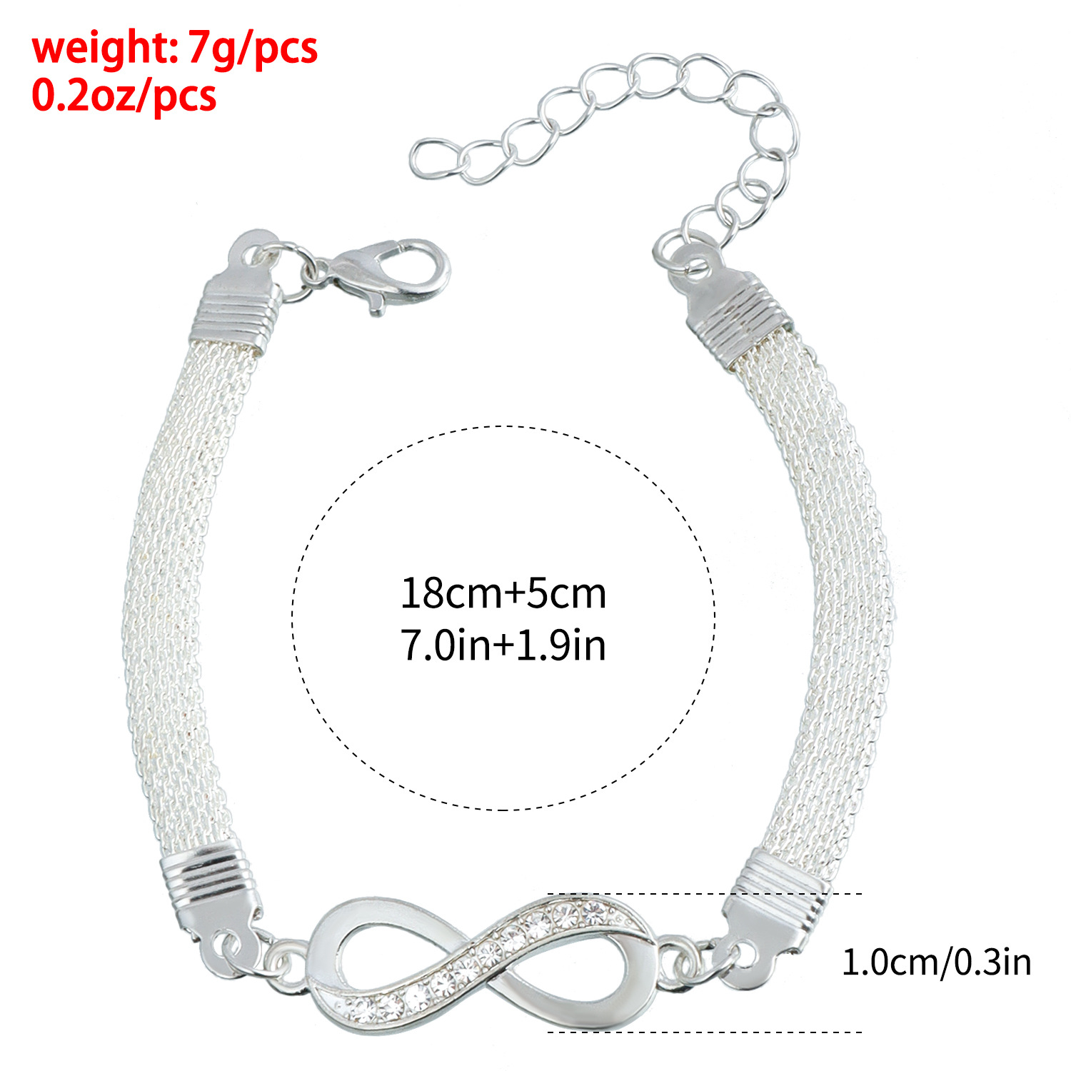Vintage Simple Lucky '8' Bracelet for Women Creative Design Crystal Silver Plated Women's Bracelet Stainless Steel 2025 Jewelry Party B