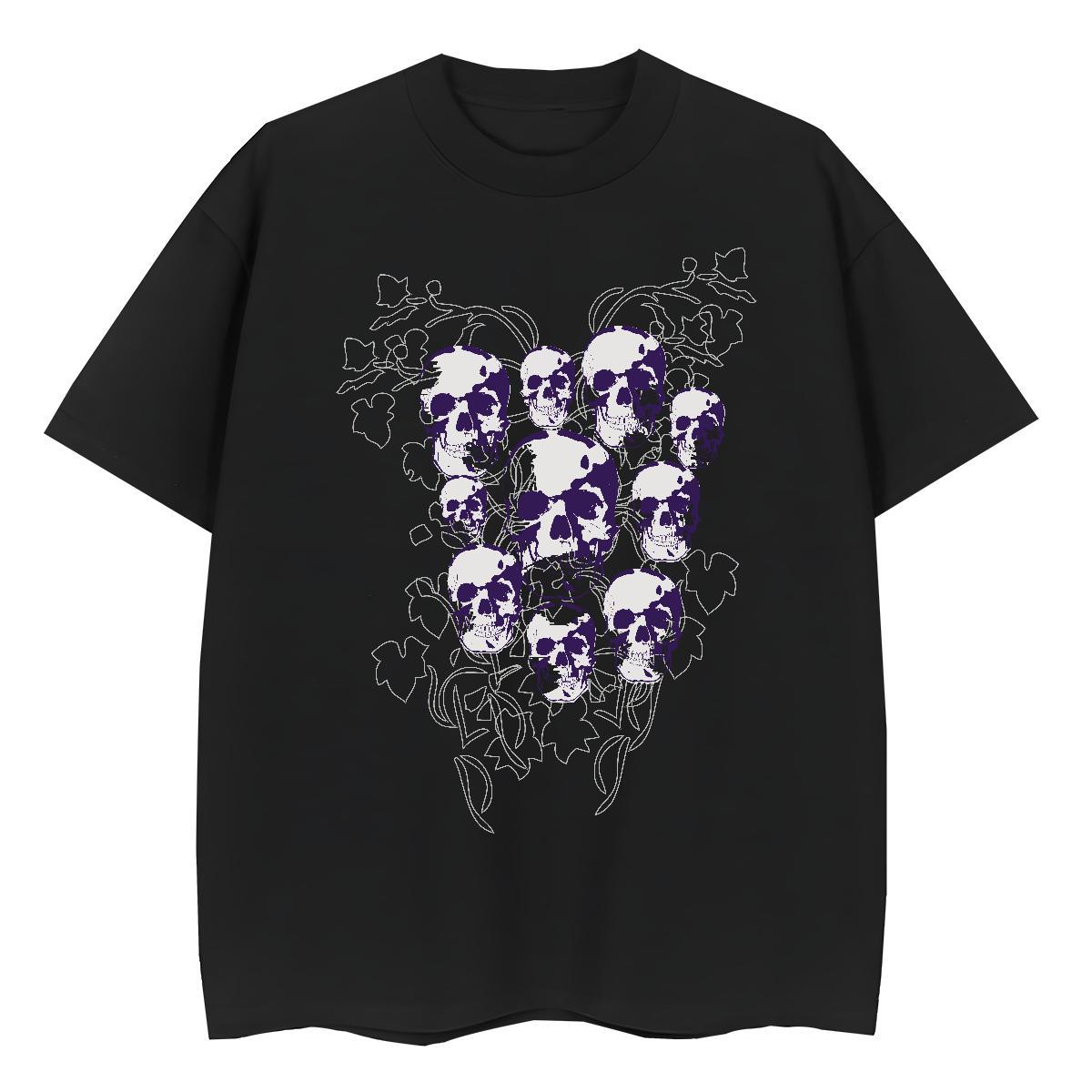 Fashion New Woman T Shirts 230g 100% Cotton Breathable Short Sleeve Casual Sport skull Tshirt for Man Woman High quality Skull Tops