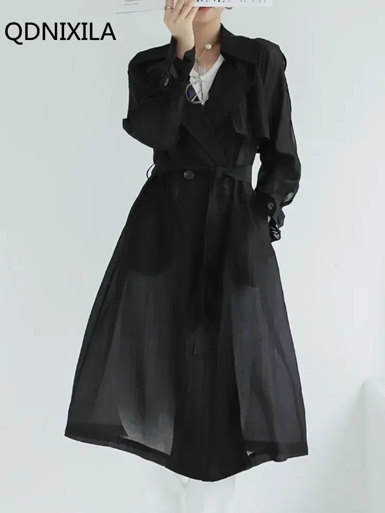 Summer Ultraviolet-proof Trench Coat for Women Korean Fashion Thin Style Shirt Blouse Top Women Autumn Womens Clothing 241010