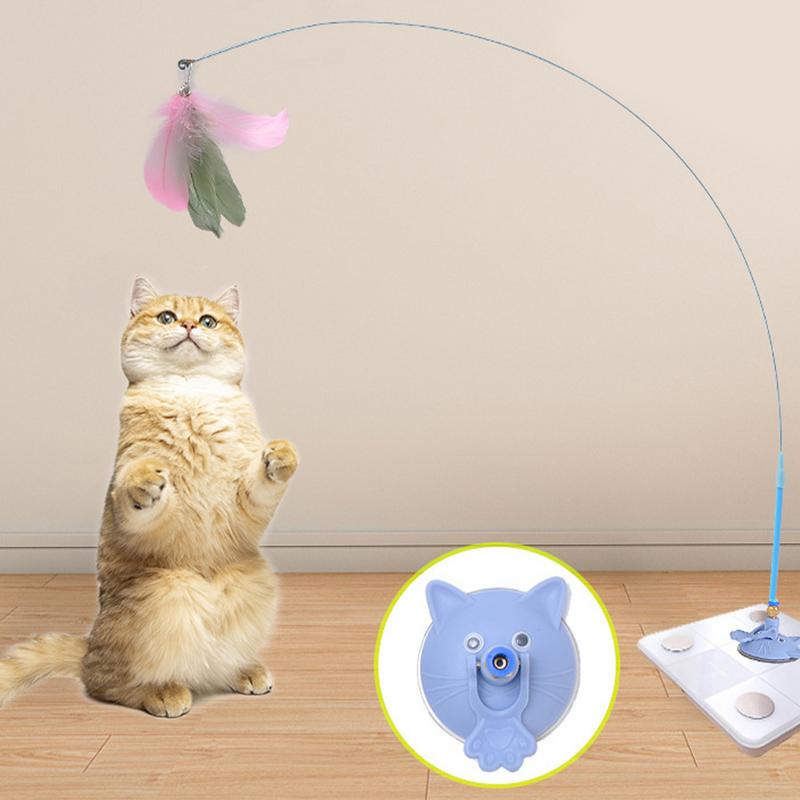 Suction Cup Feather Teaser Wand Cat Teaser Wand Toy Portable Pet Toys For Indoor Cats Cute Kitten Toys For Relaxing Exploring