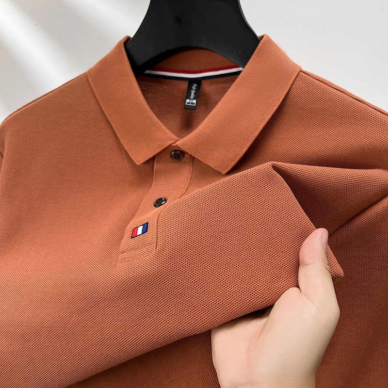 High end mens polo shirt long sleeved fashion embroidered craft top 100 cotton 2024 Spring and Autumn Tshirt 241011