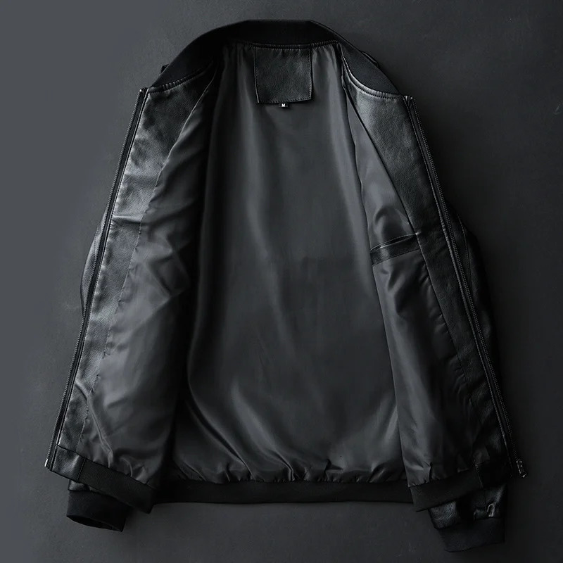 Plus Size 8XL 7XL Winter Leather Jacket Coat Men Bomber Motorcycle PU Jacket Causal Vintage Black Biker Pocket Zipper Jackets 241007