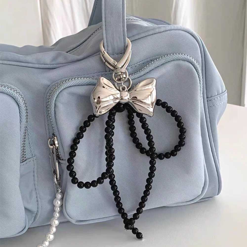 Cute Bow Pearl Bag Panda Chain Y2K Bow Charm Keychain Pendant Decorative Wallet Handbag Pendant Accessories Y241014