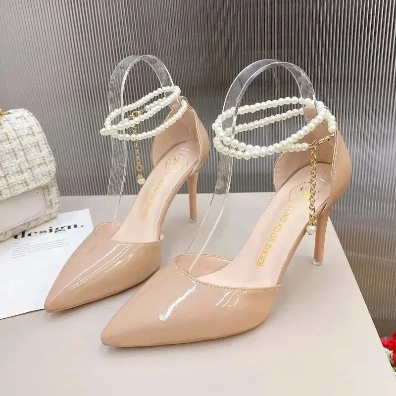 High Quality Nude Womens High Heels Style Classic Buckle Womens High Heels Fashion Pointed Toe Elegant Formal Shoes 241014