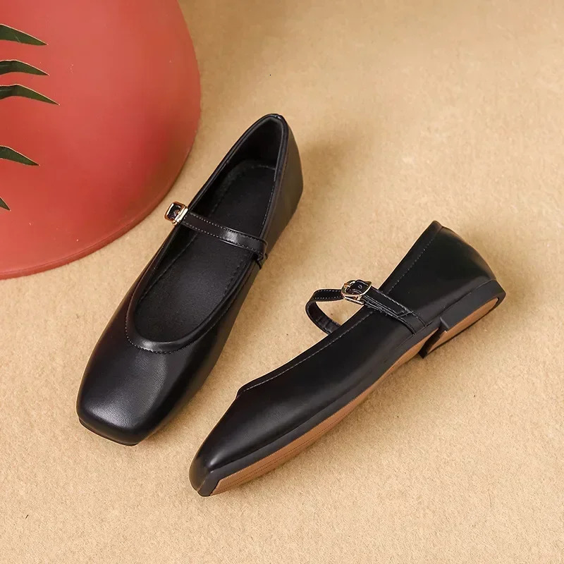 2025 new Women Flats Fashion Square Toe Shallow Mary Jane Soft Casual Ballet Sgback Shoes atillas Mujer 241014
