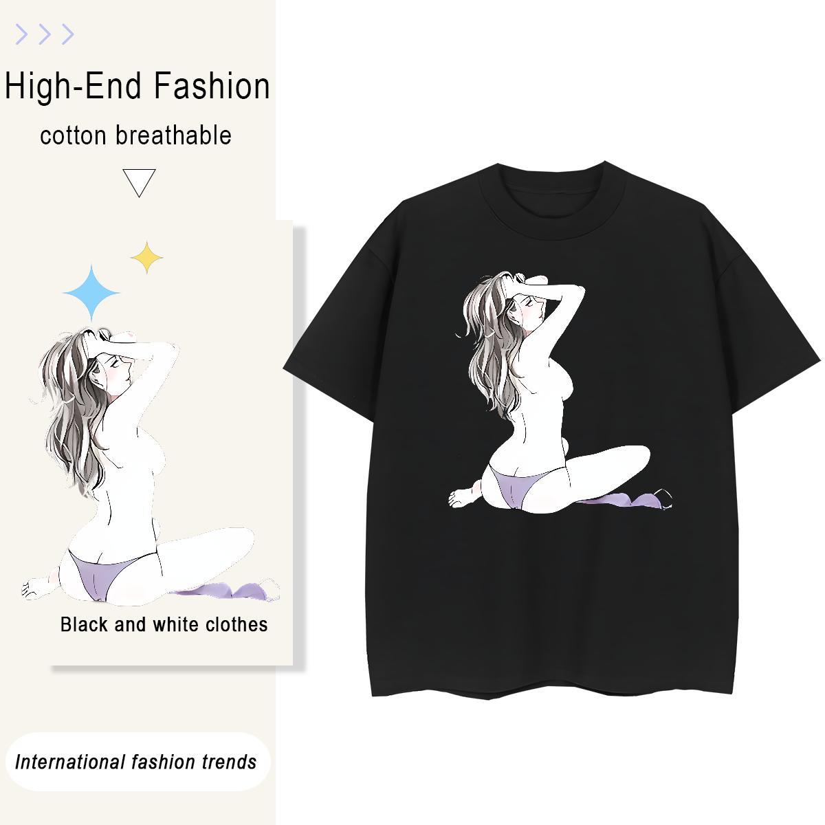 Brand T shirt 230g Pure Cotton Breathable Soft Daily Wear character Woman Tshirt Loose fit Custom Printed Tees