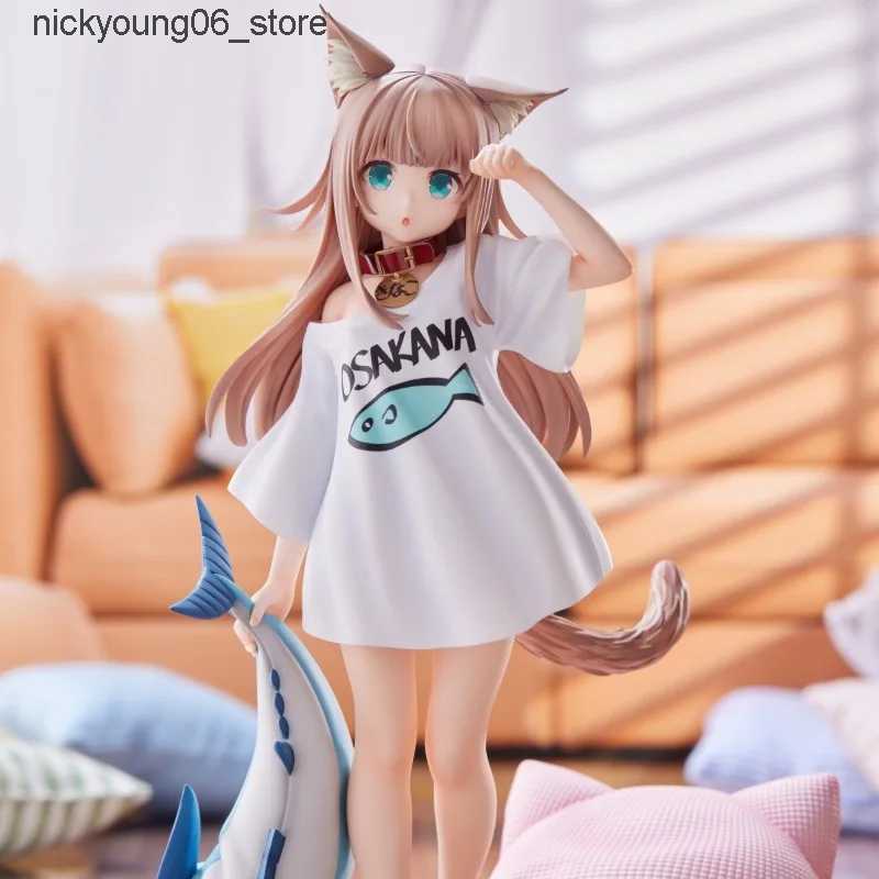 Action Toy Figures 19CM Anime Figure My Cat Is A Cute Girl Sexy White Shirt Standing Good Morning Model Doll PVC Gift Collection Action Toy L240910