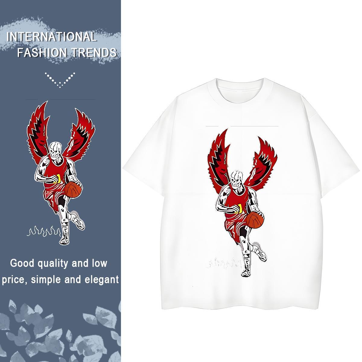 New T-Shirts for Women 230g 100% Cotton Breathable Short Sleeve High Street Hip Hop wing Lady T shirt Wholesale DIY Logo Tees Shirts