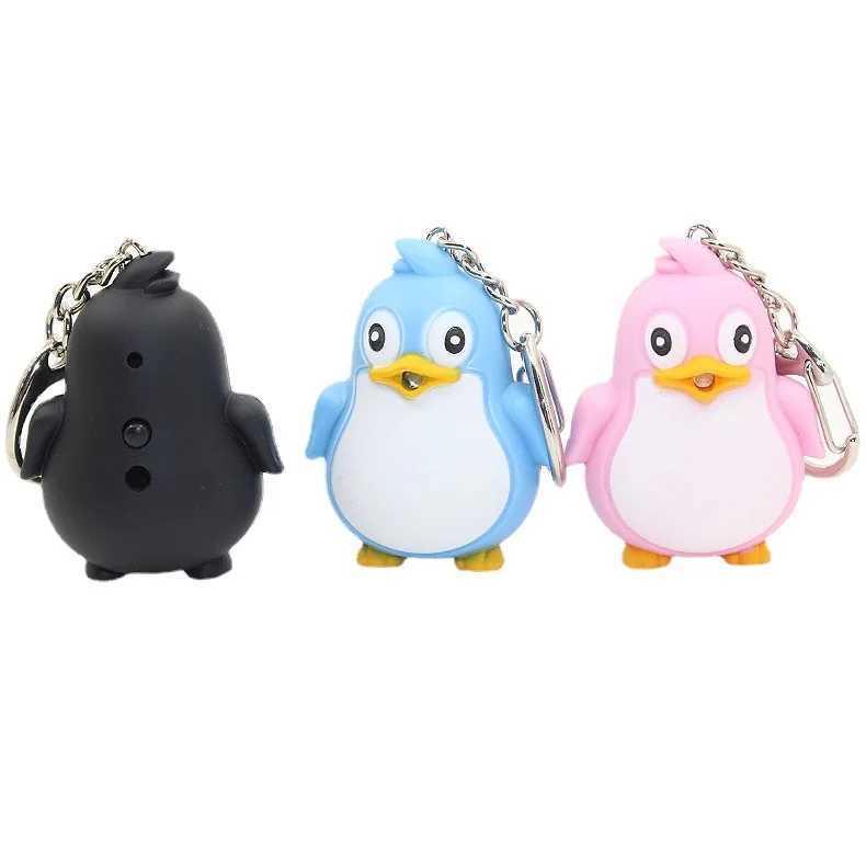Cute Penguin Keyring LED Flashlight with Sound Light Keyring Childrens Toy Fun Animal Keyholder Fashionable Keychain Y241014