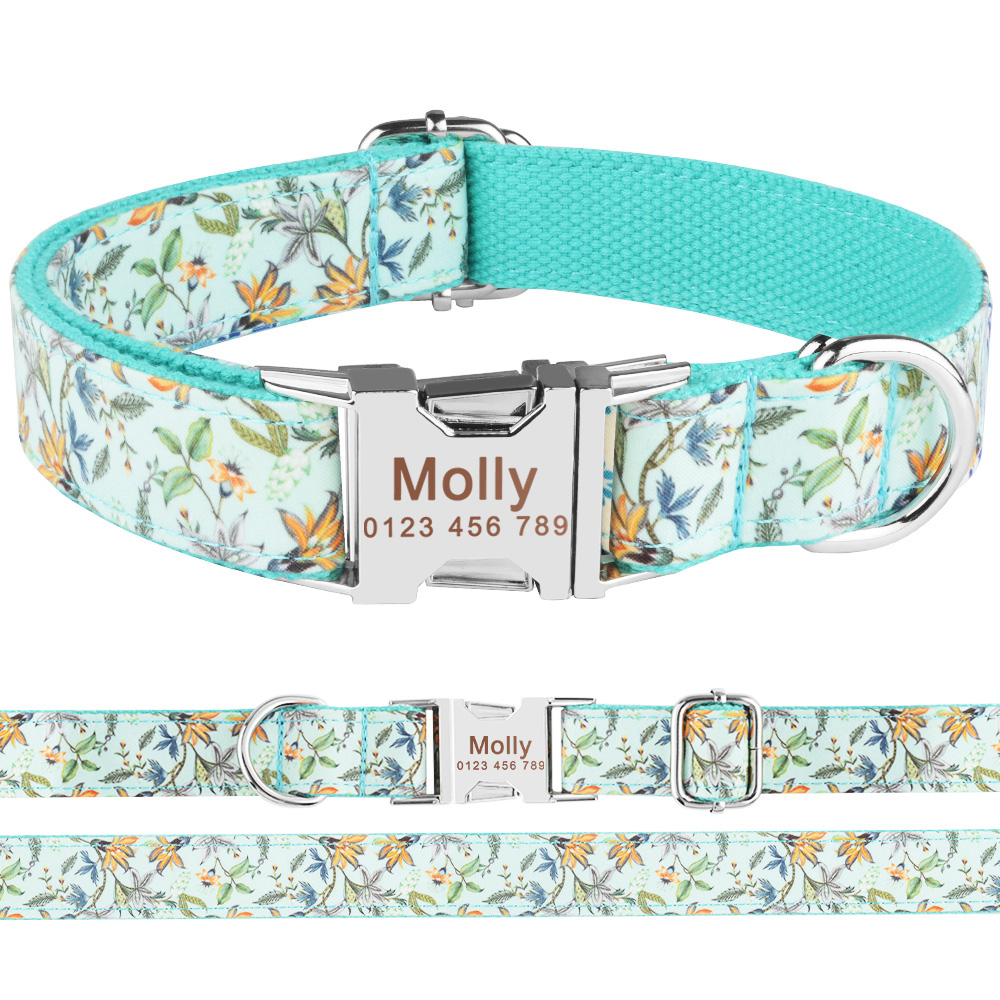 Nylon Fashion Boy Girl Unisex Dogs Collar Products Pet Collar Small Large Personalized Dog Collar Custom Engraved Name ID Tag