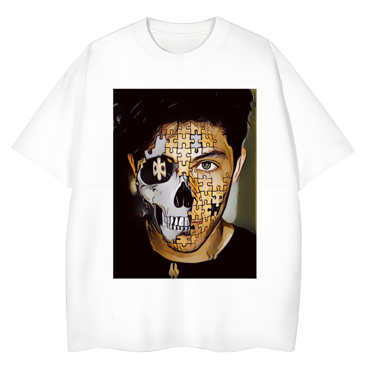 Brand T shirt 230g Pure Cotton Crew Neck Breathable High Street Hip Hop skull Unisex Tshirts Popular Graphic Top Shirts