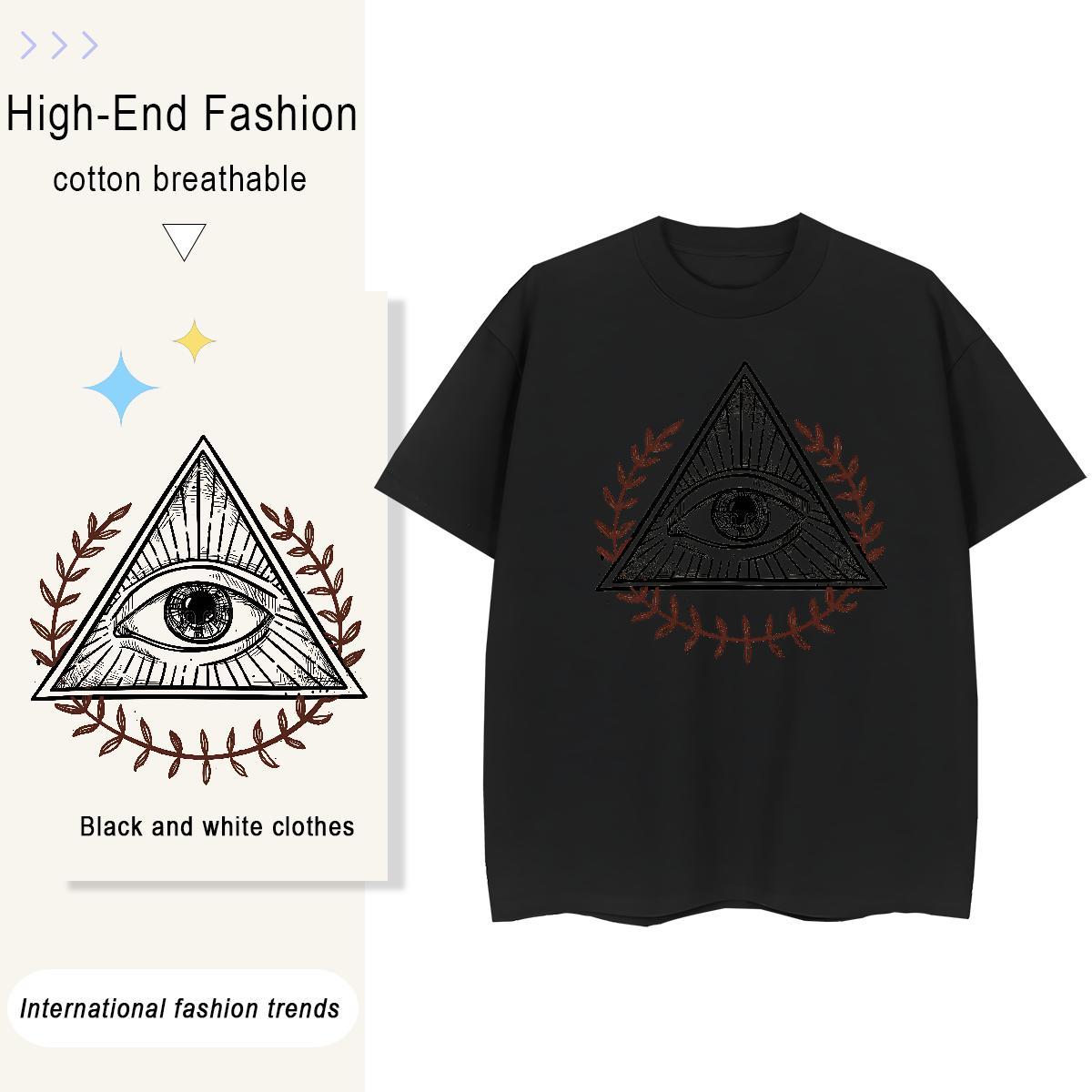 TOP Quality T Shirts Women 100% Cotton 230g Breathable Crew Neck Sport eye of the devil Unisex Tshirts High quality DIY Printed Top Tees