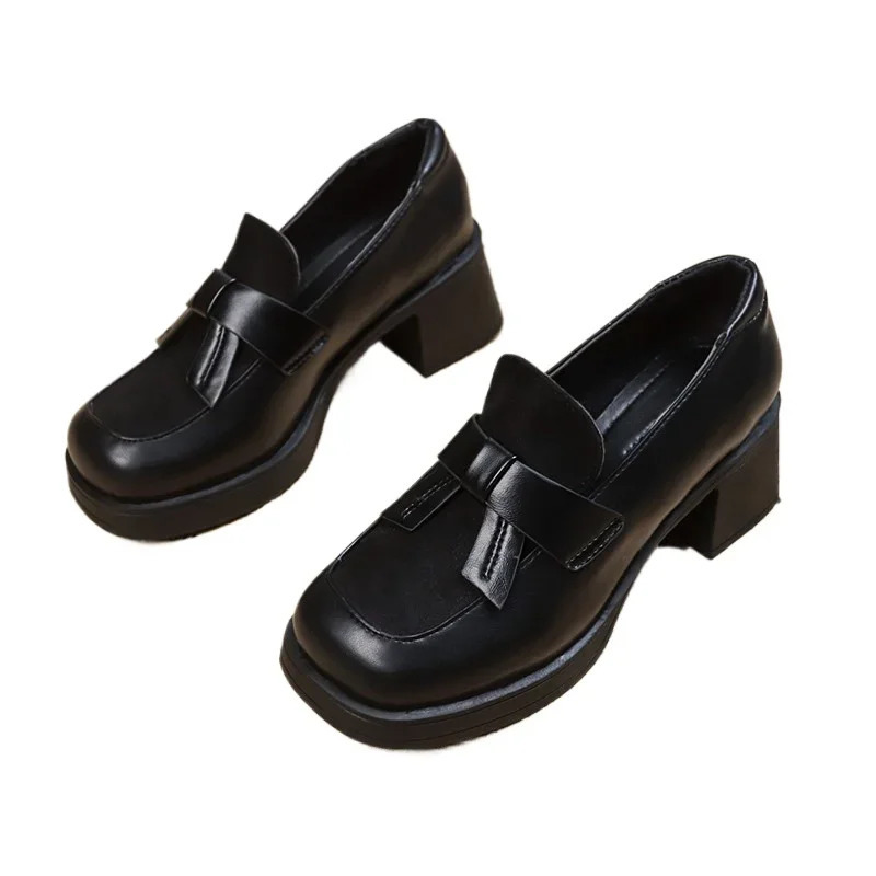 Shoes Sale Slip New on Autumn Womens Pumps Square Toe High Heels Water Proof Dress Work Fashion Platform Loafers 241014