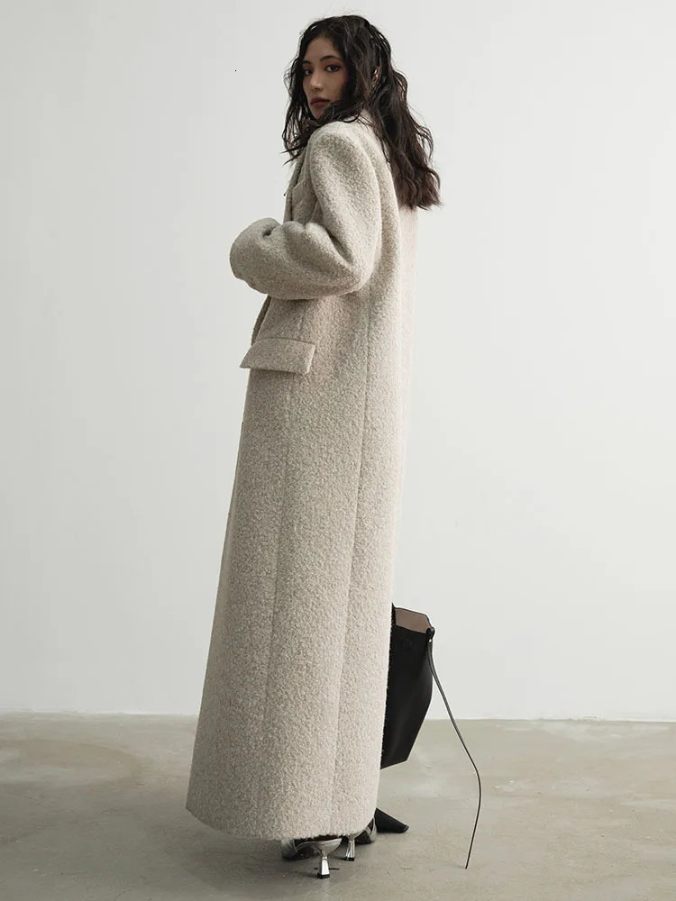 30% wool X-Long large-sized warm wool coat lapel long sleeved womens jacket fashionable trend for winter 1DH4053 241007