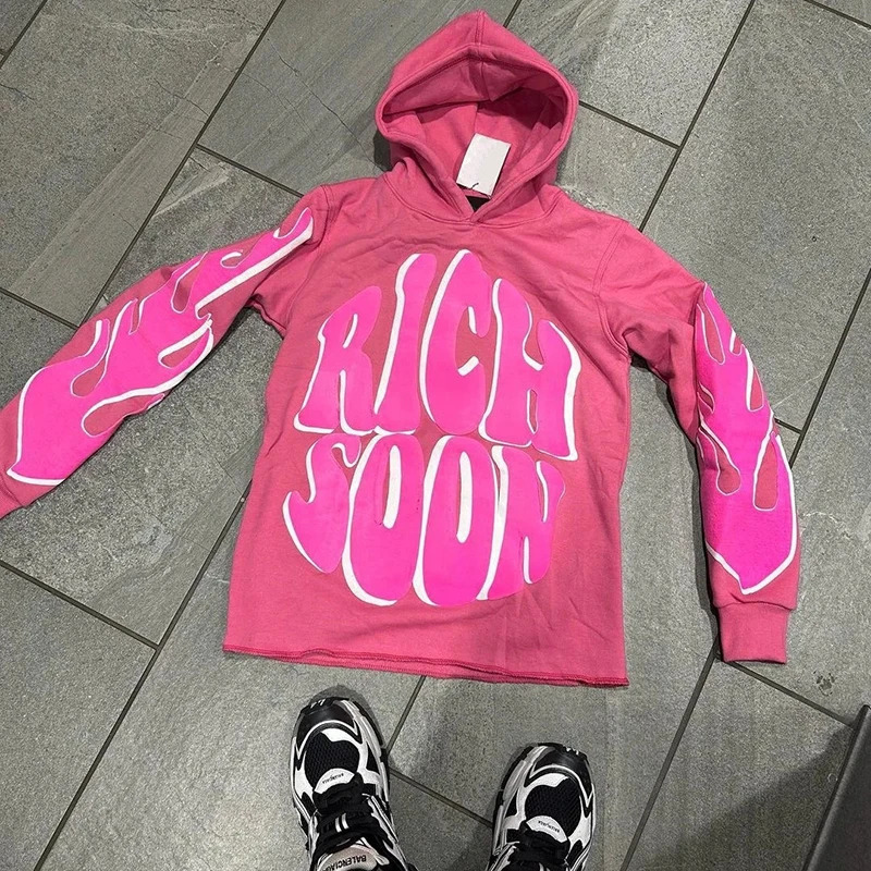 2000s Vintage Streetwear Letter Print Long Sleeve Oversized Hoodies Y2K Gothic Harajuku Pullover Clothes 241009