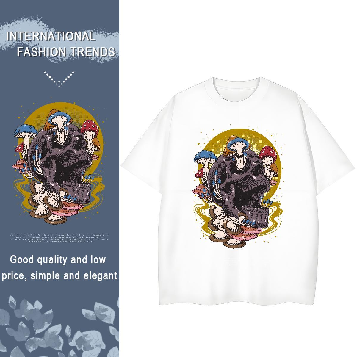 Custom T-Shirts 230g Cotton Breathable Crew Neck Home Outdoor skull Woman Tshirt Popular White Plus Size Top Tees