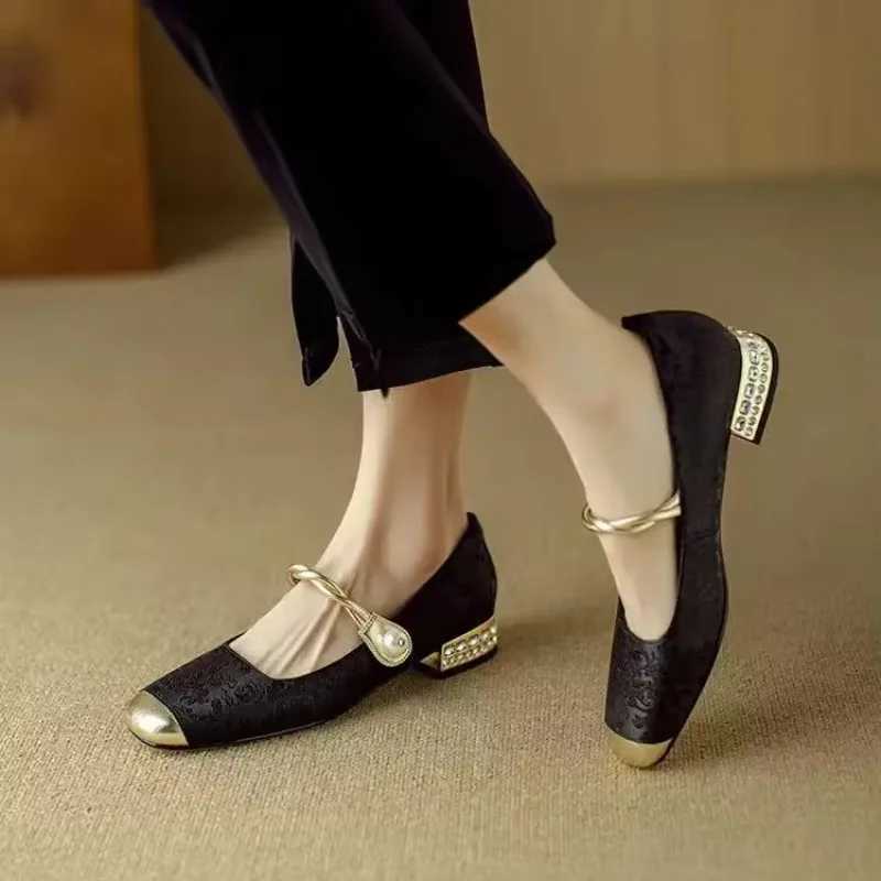 Shoes Female 2024 Fashion Square Toe Womens Pumps Autumn Shallow Mixed Colors Outdoor Casual Chunky Heels Office Ladies ShoesLX241014