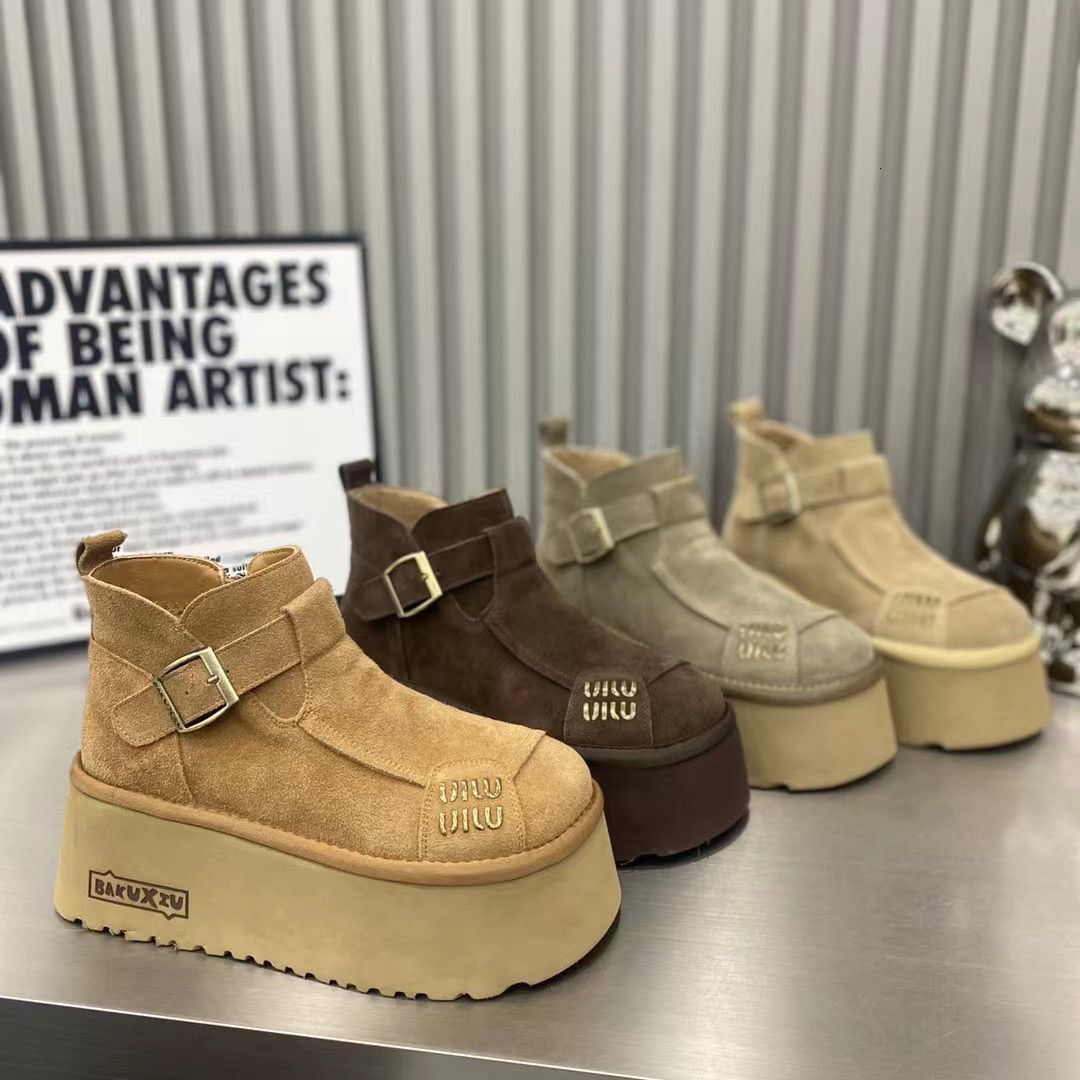 Bakuxiu Internet Famous Anti Fur Genuine Leather And Veet Haken Women's 2024 Winter New Item Sponge Bottom Cotton Shoes
