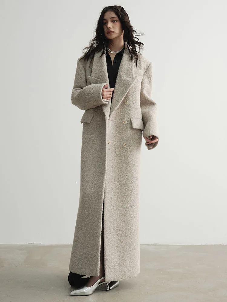 30% wool X-Long large-sized warm wool coat lapel long sleeved womens jacket fashionable trend for winter 1DH4053 241007