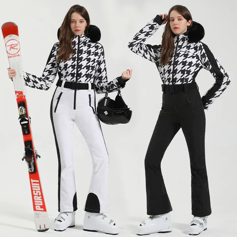 Winter OnePiece Ski Suit Women Outdoor Snowboard Jacket Overalls Lady Warm Slim Jumpsuit Windproof Waterproof Snow Clothes 241007