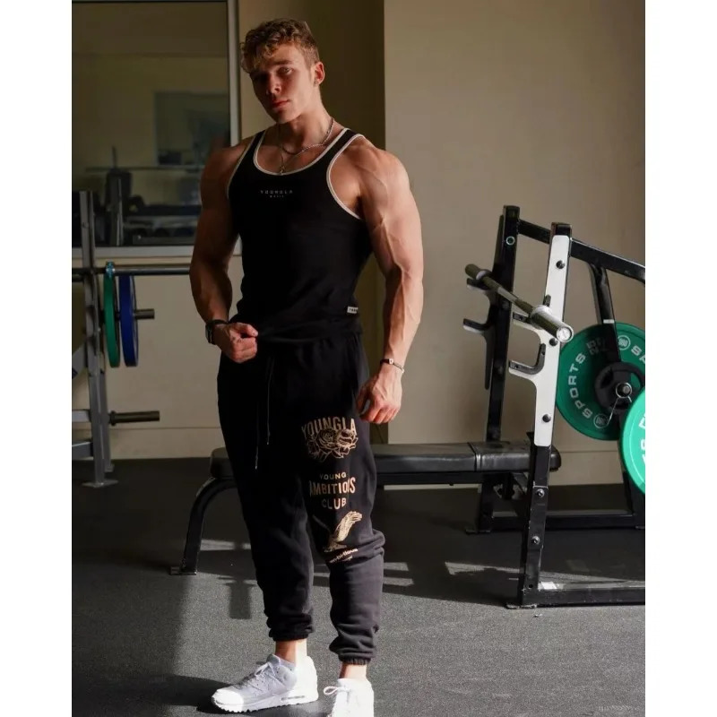 Mens Trousers Mens Sweatpants Fitness Pure Cotton Leggings Autumn and Winter Loose Printed Letters Casual Drawstring 241010