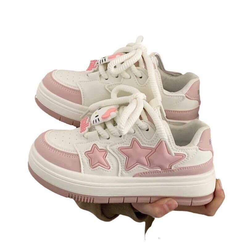 New Korean Shoes Kawaii Pink Platform Sneakers Women Vintage Vulcanize Spring Summer Casual Tennis Female Flats Footwear