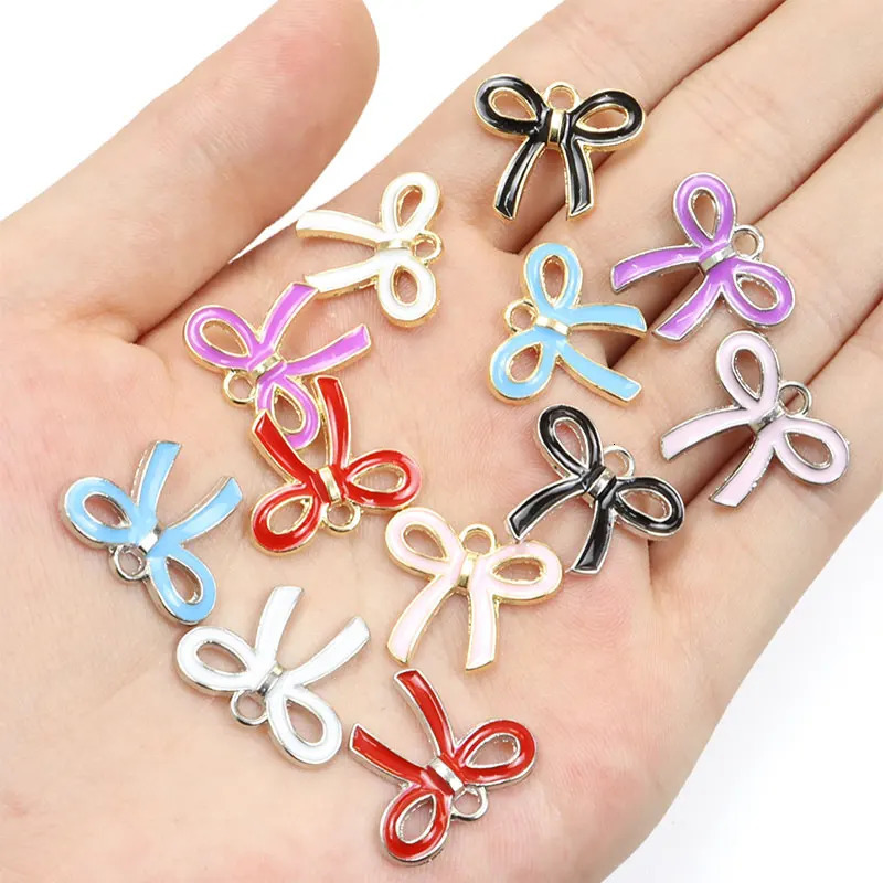 Ins Style Colourful Bowknot Enamel Charms 20pcs Girls Sweet Ornament Pendants For DIY Necklace Bracelet Earrings Gifts Women 241010