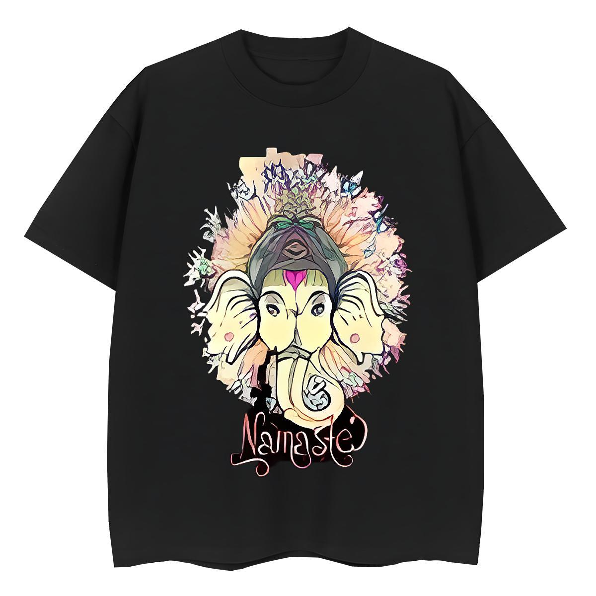 New Arrival T Shirts Women 230g 100% Cotton O-Neck Short Sleeve Outdoor Ganesha Lady T shirt Soft Oversized Tshirts