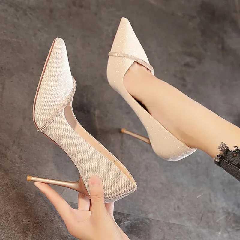 New Women Mid Heeled Sequin High-heeled Shoes Black Square Buckle Fashion High Heeled Shoes Woman Shoes Tacones Mujer PupmsLX241014
