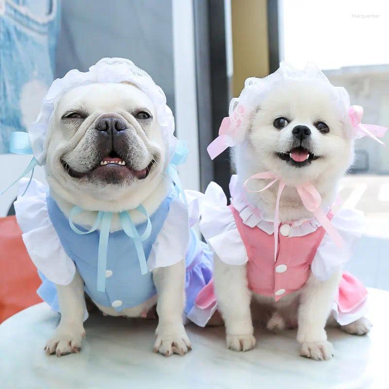 Cat Costumes Dog Maid Dress Pet Cosplay Costume For Holiday Outfit Shirts With D Ring Halloween Christmas Po Apparel Clothes