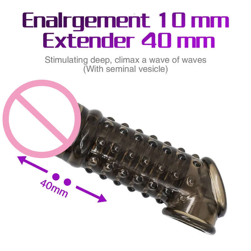 Soft Sleeve Reusable Condom es With Particles Toys Erotic Extender Delay Ejaculation Sex Toy Men