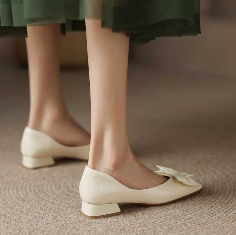 Black Kawaii Ladies Summer Footwear Square Toe Cute Low Heel Elegant with Bow Shoes for Women 2024 Red Y2k on Offer Chic PointLX241014