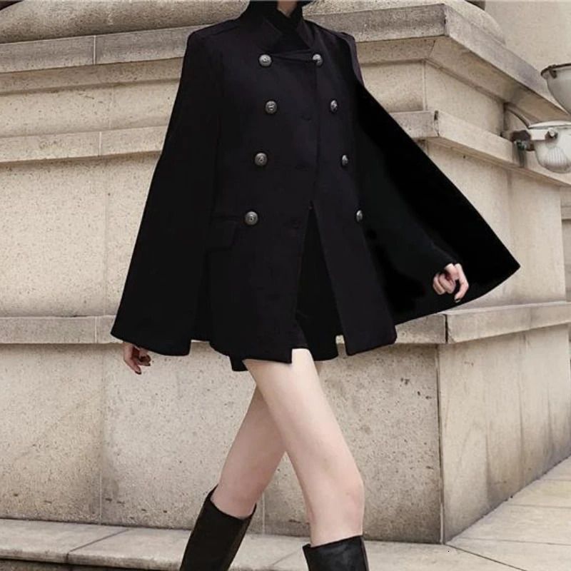 Bat sleeve blended womens autumn basic street clothing warm womens coat simple and all-round casual fashion trend 241007