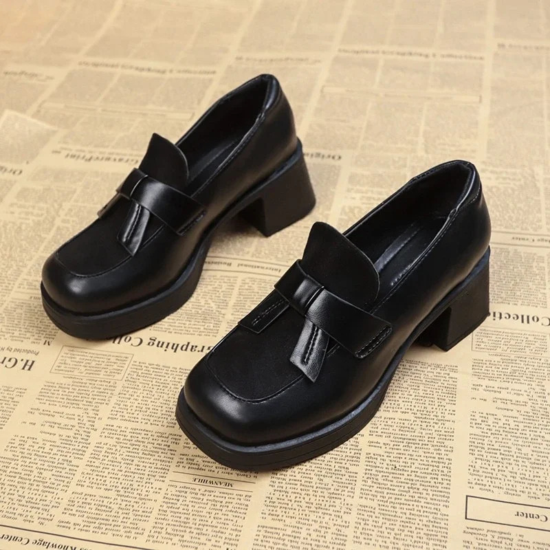 Shoes Sale Slip New on Autumn Womens Pumps Square Toe High Heels Water Proof Dress Work Fashion Platform Loafers 241014