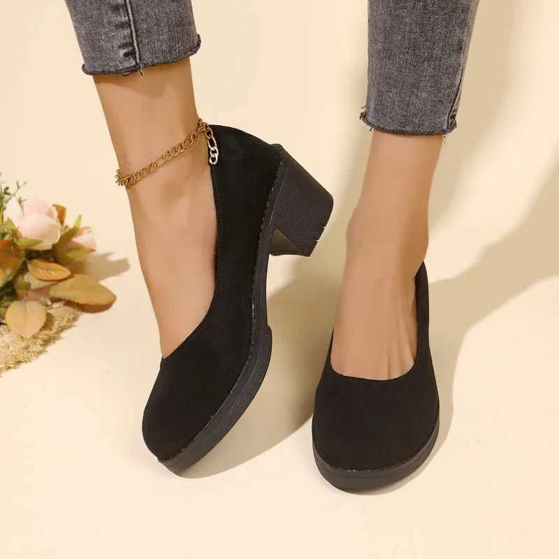 Ladies Shoes 2024 High Quality Shallow Womens High Heels Fashion Plus Size Daily Pumps Women New Plus Size Solid Heels WomenLX241014