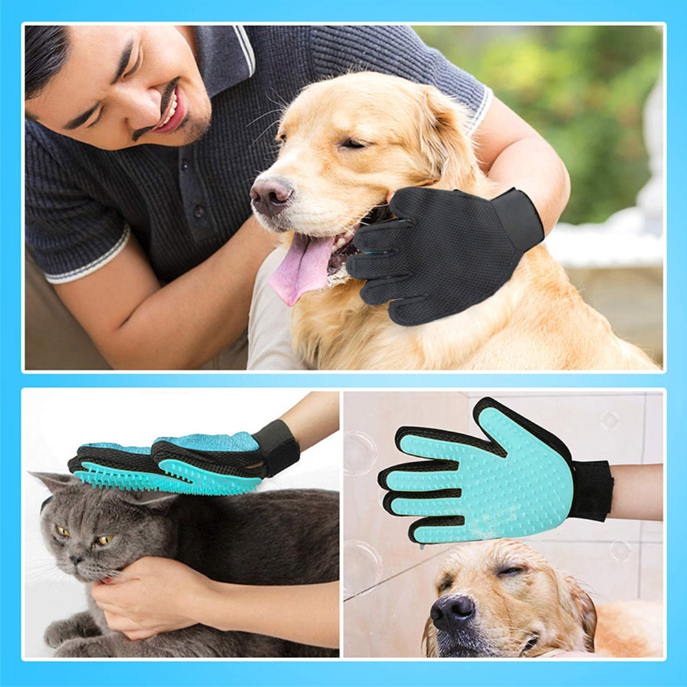 Pet Dog Cat Grooming Glove Pet Hair Remover Massage Deshedding Glove Brush for Long Short Fur Dogs Cats Rabbits Horses and More