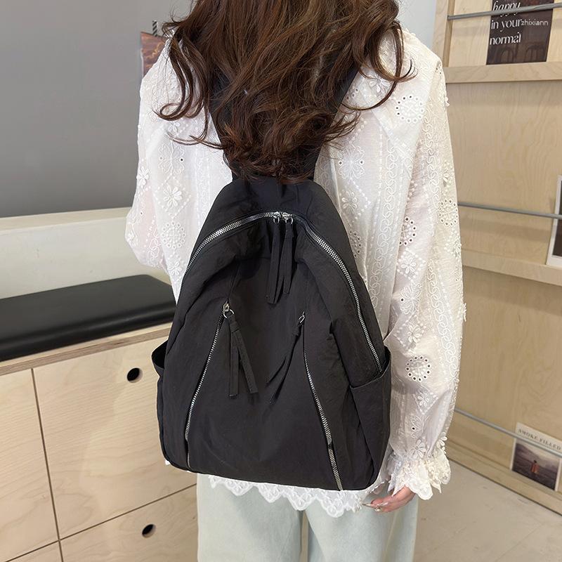 2025 NEW Backpack Live Supply Factory Direct Simple Leisure Travel Solid Color Internet Red Explosion Large Capacity Student Shoulder Bag zhanyishengl