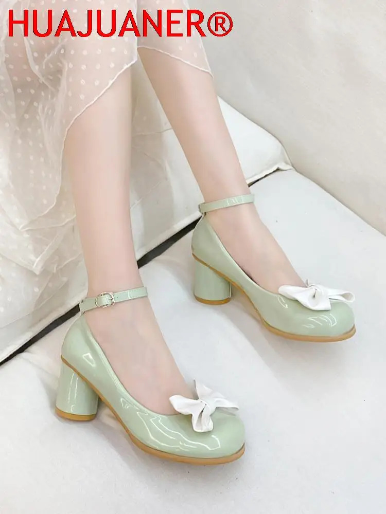 2025 new High Heels Women Mary Janes Lolita Retro Dress Thick Pumps Summer Sandals Party Bow Ladies Shoes Prom atos 241014
