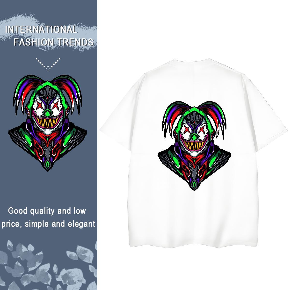 Fashion T-Shirts 230g Pure Cotton Breathable Crew Neck Beach clown Tshirt for Man Woman Designer Nice DIY Logo Clothes